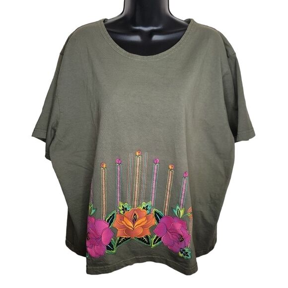 Nancy Lenches "Guatemala" floral Vintage t-shirt size 1x - Picture 1 of 6